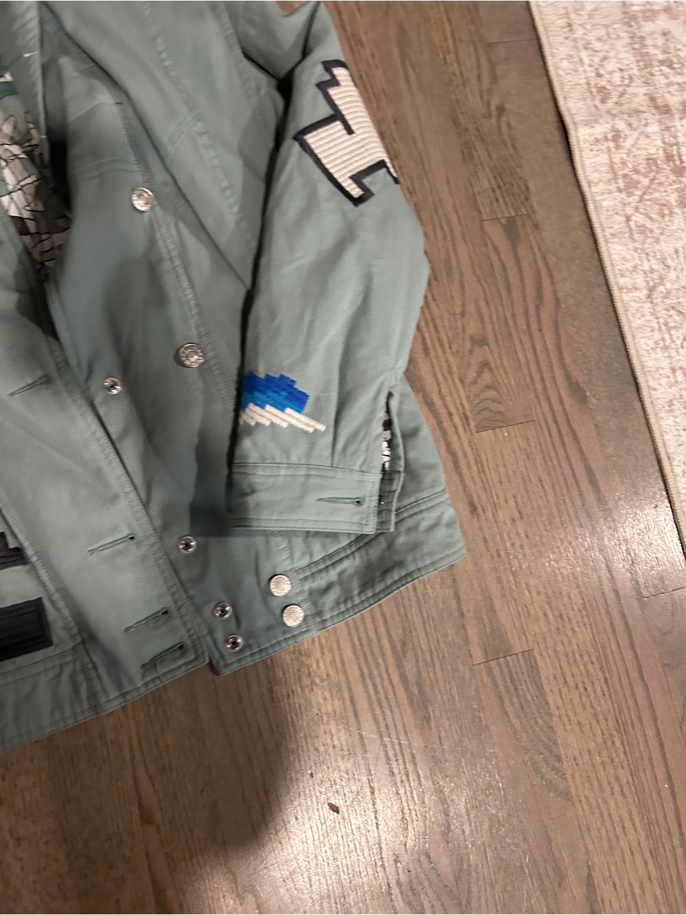 Isabel Marant Sage Green Embroidered Denim Convertible Erial Jacket size 36 S/M - Picture 16 of 16
